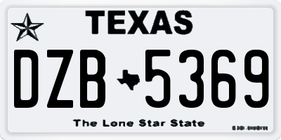 TX license plate DZB5369