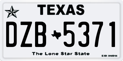 TX license plate DZB5371