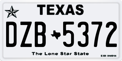 TX license plate DZB5372