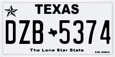 TX license plate DZB5374