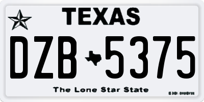TX license plate DZB5375