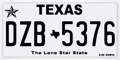 TX license plate DZB5376