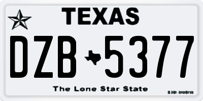 TX license plate DZB5377
