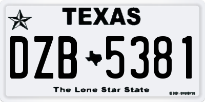 TX license plate DZB5381