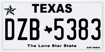 TX license plate DZB5383
