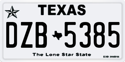 TX license plate DZB5385