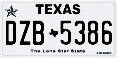 TX license plate DZB5386