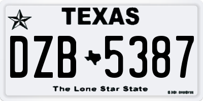 TX license plate DZB5387