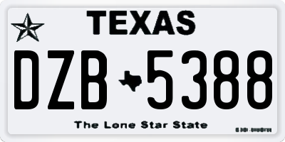 TX license plate DZB5388