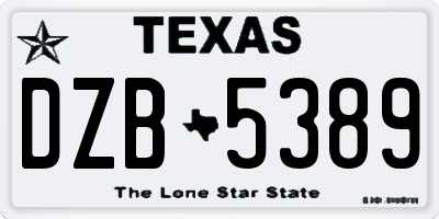 TX license plate DZB5389