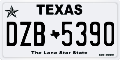 TX license plate DZB5390