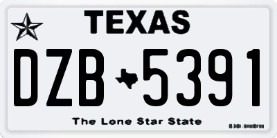 TX license plate DZB5391