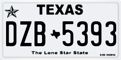 TX license plate DZB5393