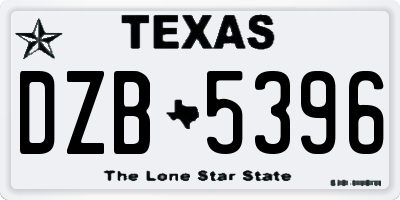 TX license plate DZB5396