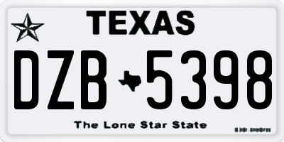 TX license plate DZB5398