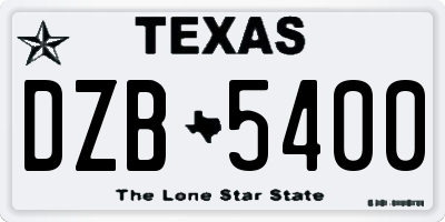 TX license plate DZB5400