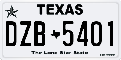 TX license plate DZB5401