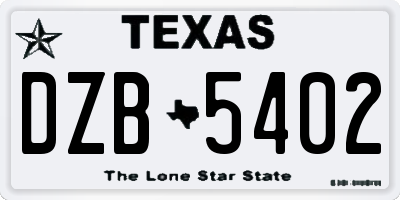 TX license plate DZB5402