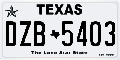 TX license plate DZB5403