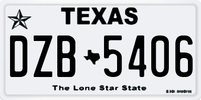TX license plate DZB5406