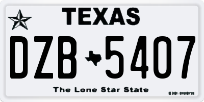TX license plate DZB5407