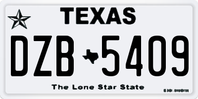 TX license plate DZB5409