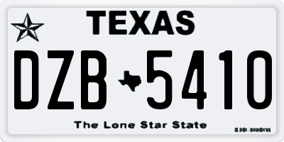 TX license plate DZB5410