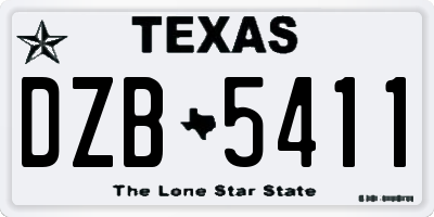 TX license plate DZB5411