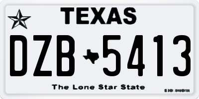 TX license plate DZB5413