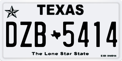 TX license plate DZB5414