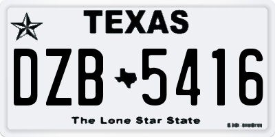 TX license plate DZB5416