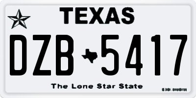 TX license plate DZB5417
