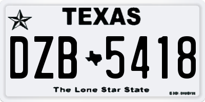 TX license plate DZB5418