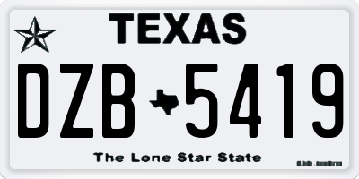 TX license plate DZB5419