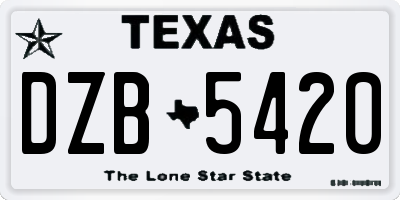 TX license plate DZB5420