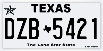 TX license plate DZB5421
