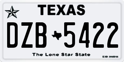 TX license plate DZB5422