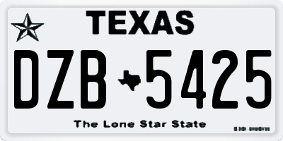 TX license plate DZB5425