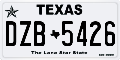 TX license plate DZB5426