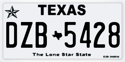 TX license plate DZB5428