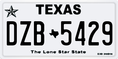 TX license plate DZB5429