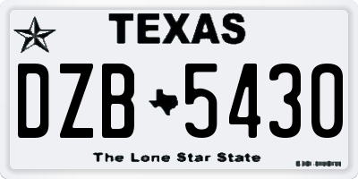 TX license plate DZB5430