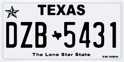 TX license plate DZB5431