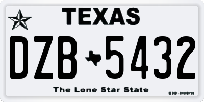 TX license plate DZB5432