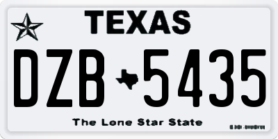 TX license plate DZB5435