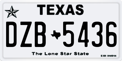 TX license plate DZB5436