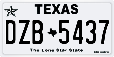 TX license plate DZB5437
