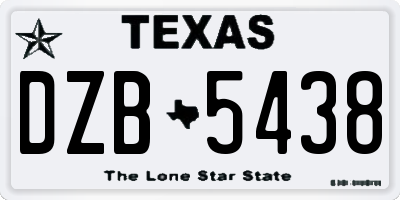 TX license plate DZB5438