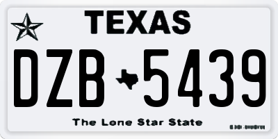 TX license plate DZB5439