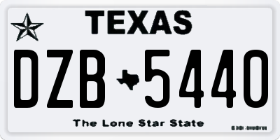 TX license plate DZB5440